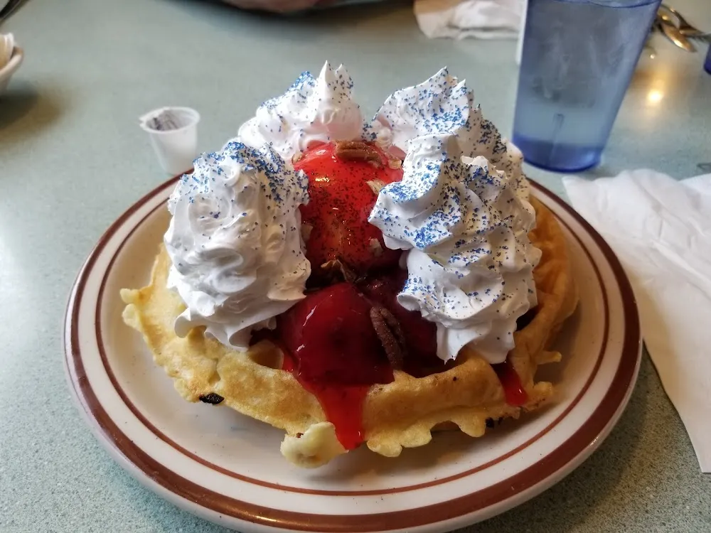 Alaskan Waffle with Vanilla Ice Cream