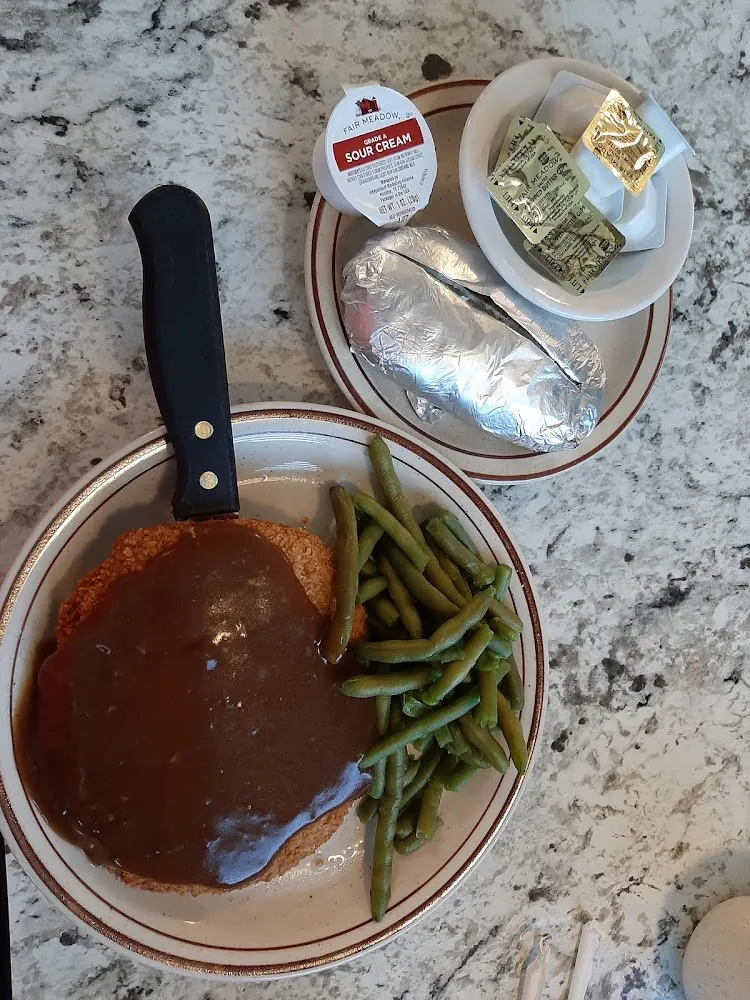 Tenderloin w Gravy Fresh Green Beans and Baked Potato w Real Butter